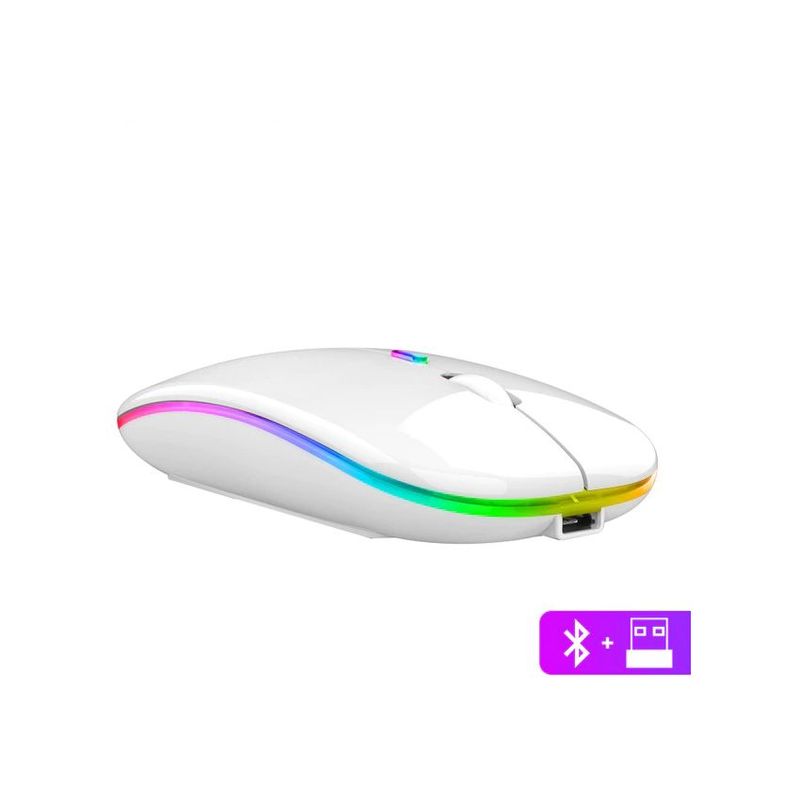 GENERICO - Mouse ratón  recargable inalámbrico y bluetooth 5.2+2.4g rgb