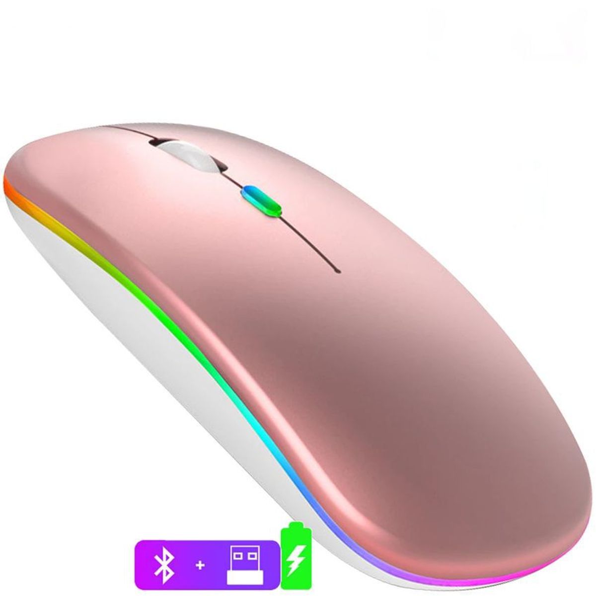 GENERICO - Mouse ratón  recargable inalámbrico y bluetooth 5.2+2.4g rgb