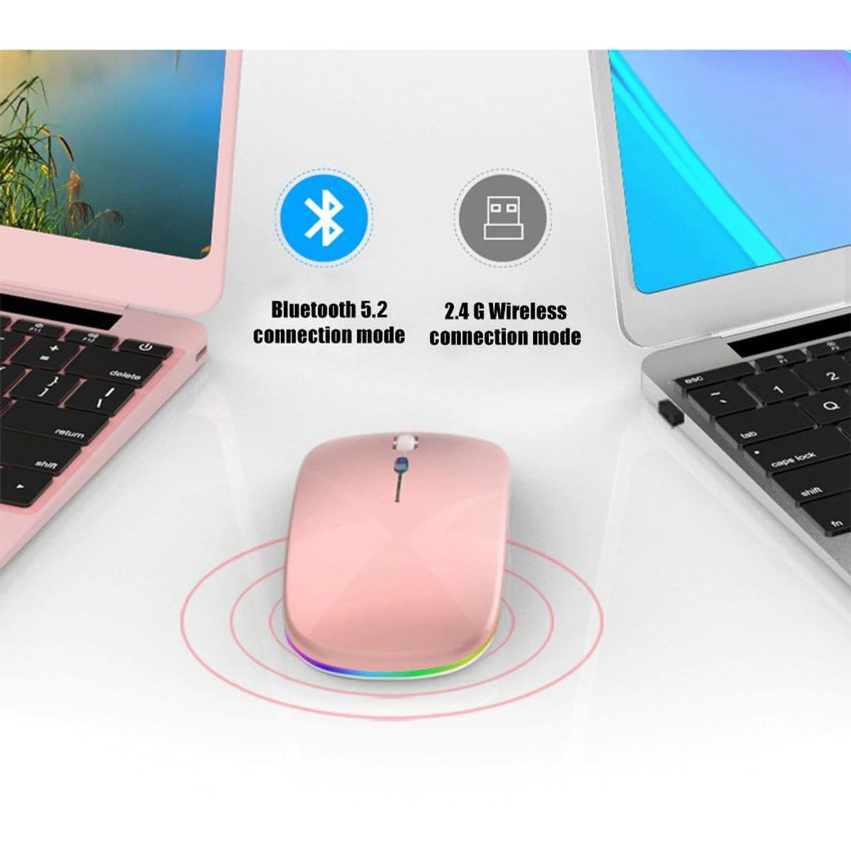 GENERICO - Mouse ratón  recargable inalámbrico y bluetooth 5.2+2.4g rgb