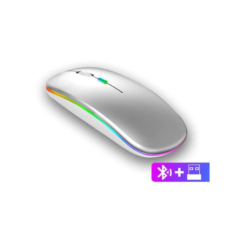 GENERICO - Mouse ratón  recargable inalámbrico y bluetooth 5.2+2.4g rgb