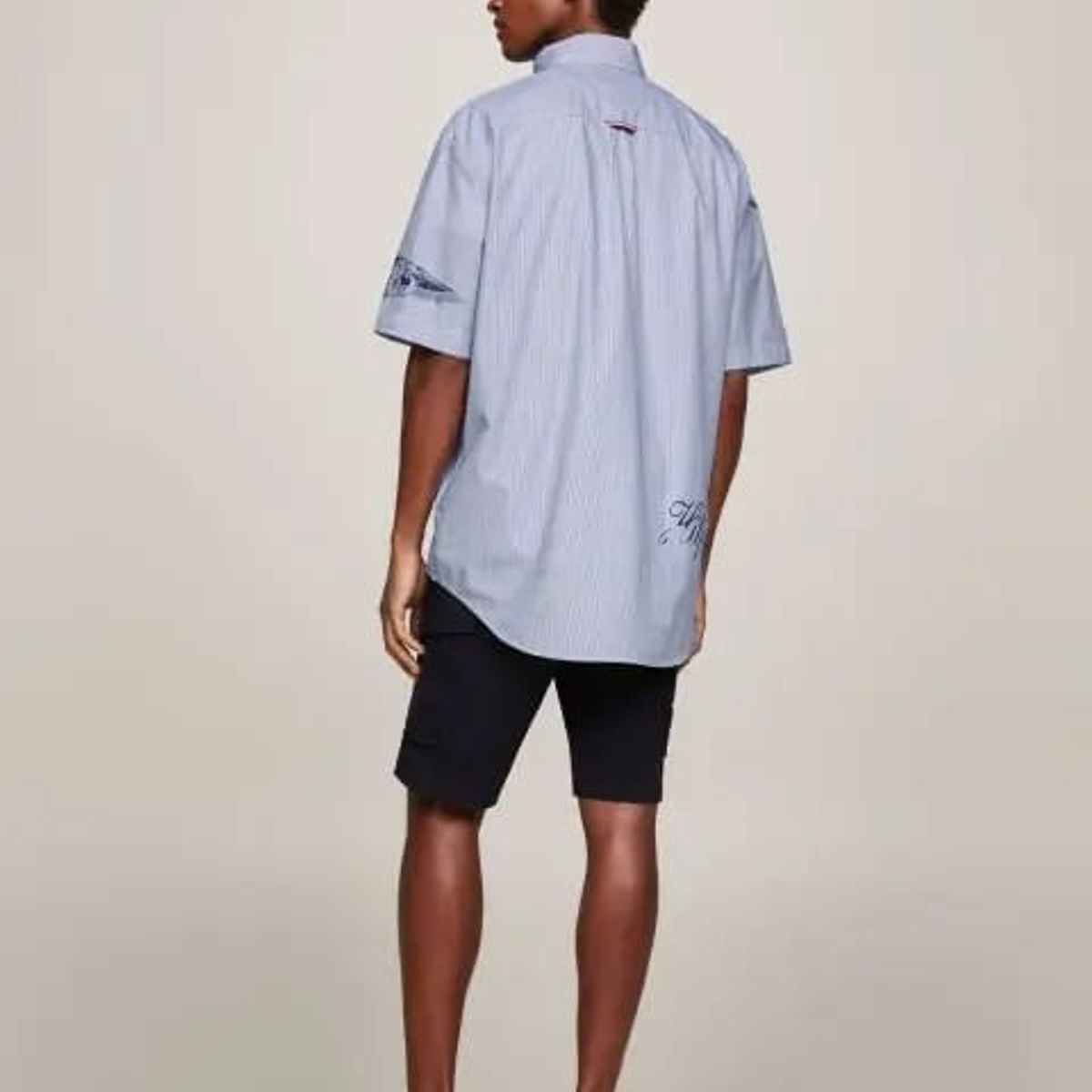 TOMMY HILFIGER - Camisa Oversize De Manga Corta Con Logos Hombre Azul Tommy Hilfiger