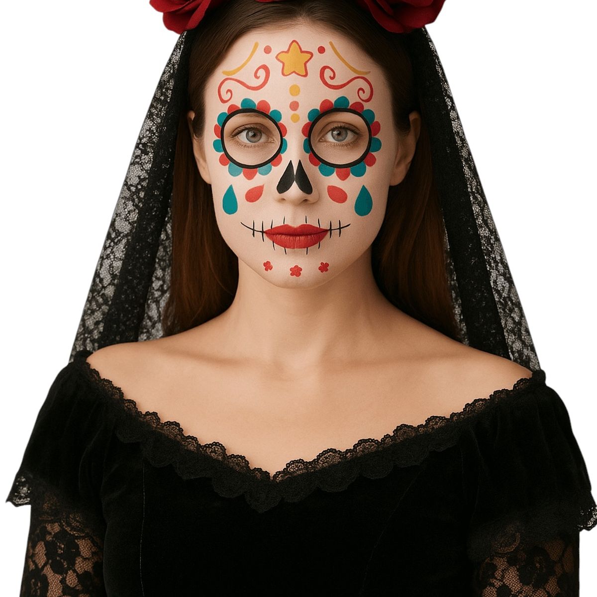 FRIOLENTA - Disfraz Catrina Dia de Muertos Halloween Calavera de Azucar
