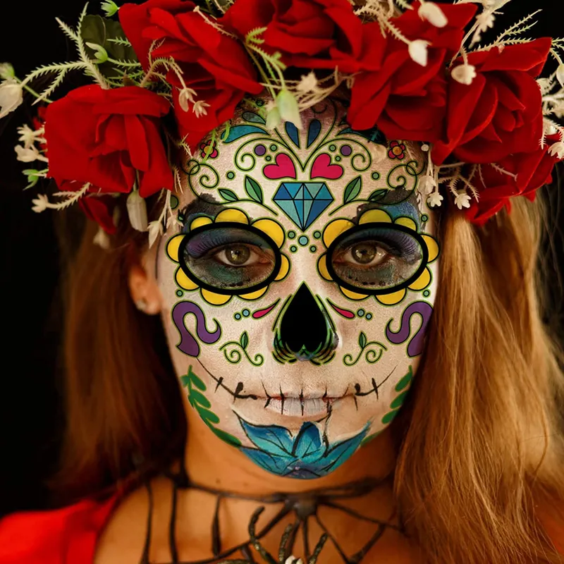FRIOLENTA - Sticker Temporal Catrina Halloween Disfraz Diamante
