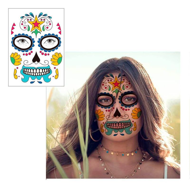FRIOLENTA - Tatuaje Temporal Catrina Halloween disfraz Mujer Maravilla.