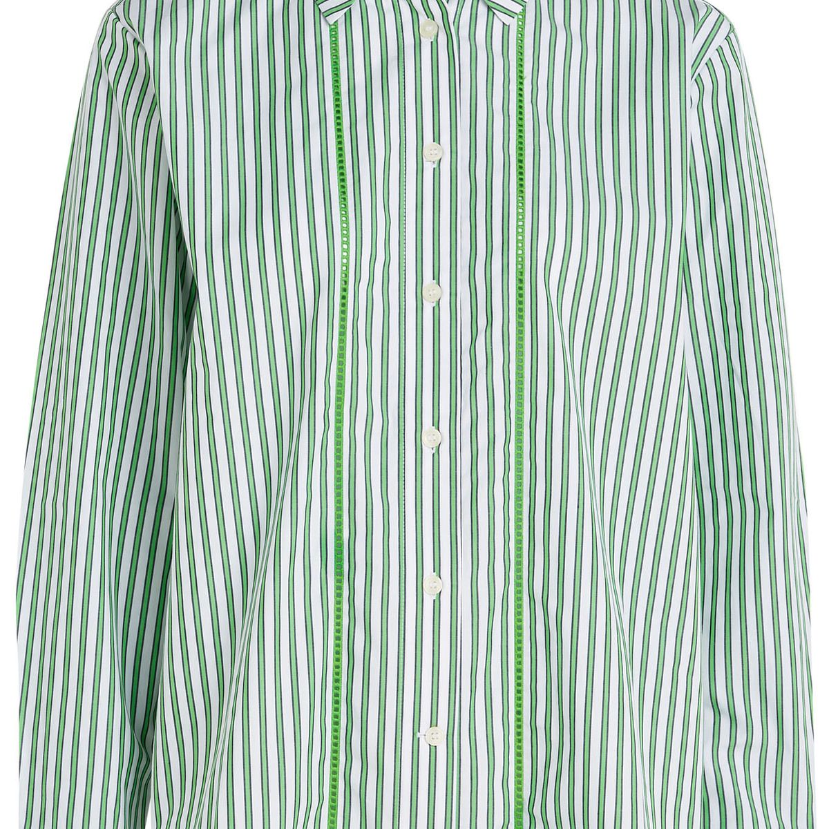 TOMMY HILFIGER - Camisa A Rayas De Corte Regular Mujer Verde Tommy Hilfiger
