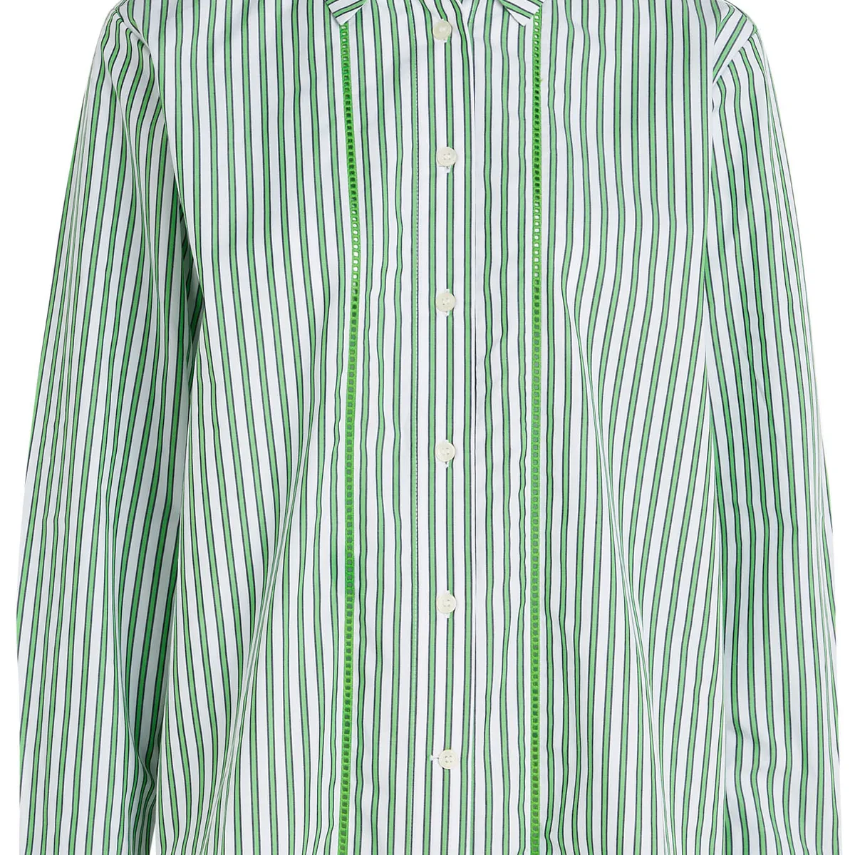 TOMMY HILFIGER - Camisa A Rayas De Corte Regular Mujer Verde Tommy Hilfiger