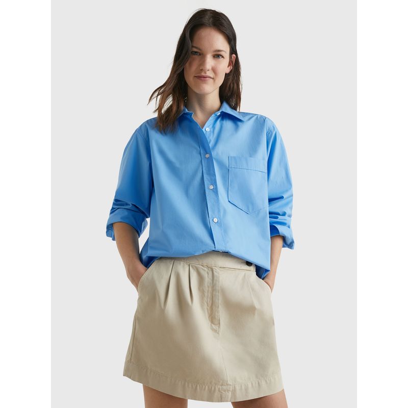TOMMY HILFIGER - Camisa 1985 Collection De Popelín Mujer Celeste Tommy Hilfiger
