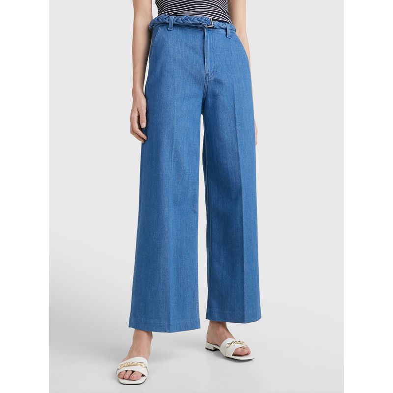 TOMMY HILFIGER - Jeans Anchos De Talle Alto Con Cinturón Mujer  Tommy Hilfiger