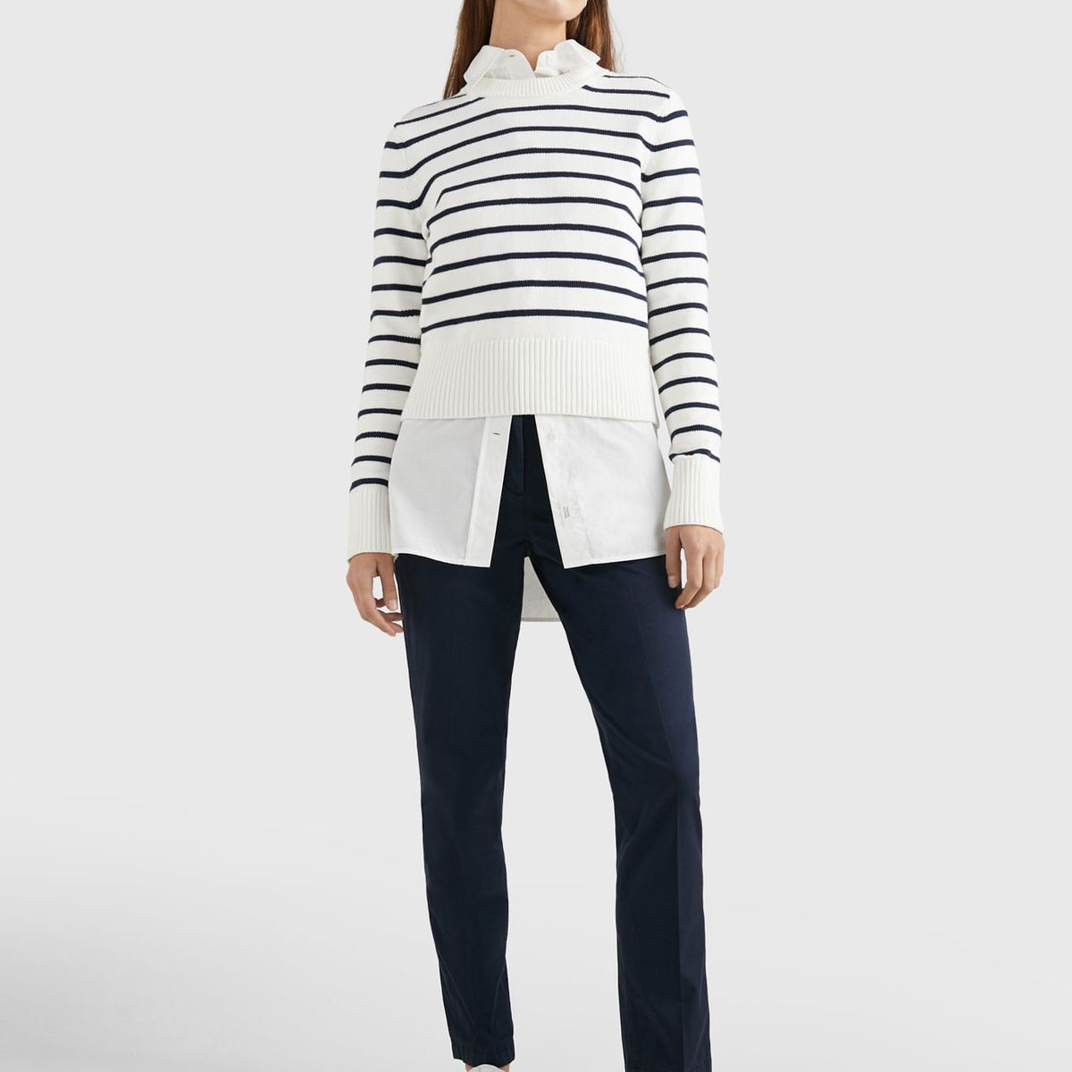 TOMMY HILFIGER - Pantalón Chino De Sarga Con Corte Slim Mujer Azul Tommy Hilfiger