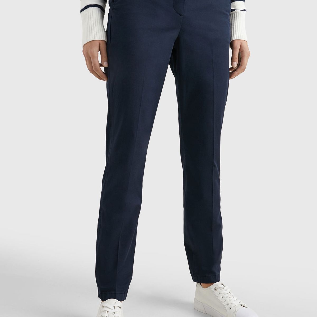 TOMMY HILFIGER - Pantalón Chino De Sarga Con Corte Slim Mujer Azul Tommy Hilfiger