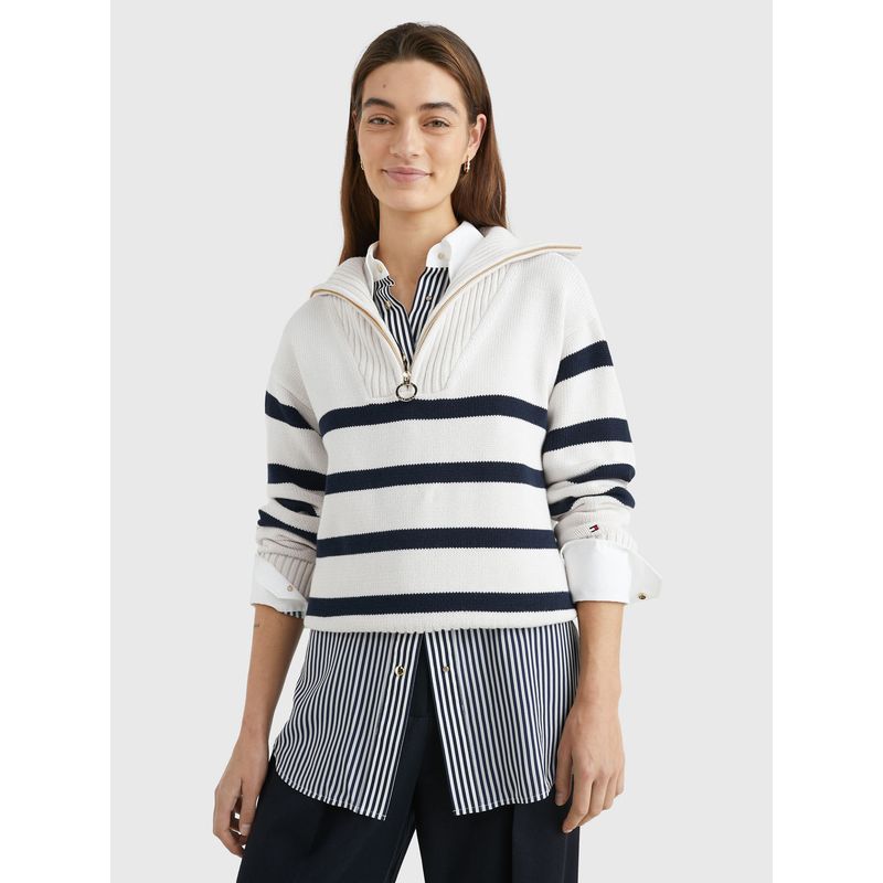 TOMMY HILFIGER - Saco Amplio De Rayas Con Cierre Para Mujer Tommy Hilfiger