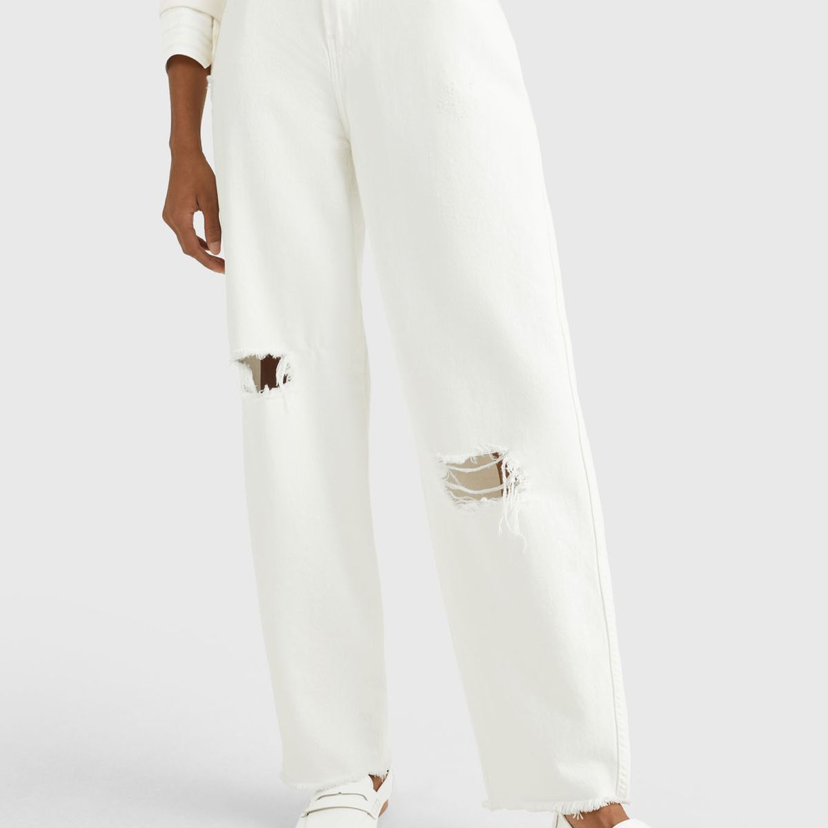 TOMMY HILFIGER - Jeans De Corte Amplio Balloon Y Talle Alto Mujer Blanco Tommy Hilfiger