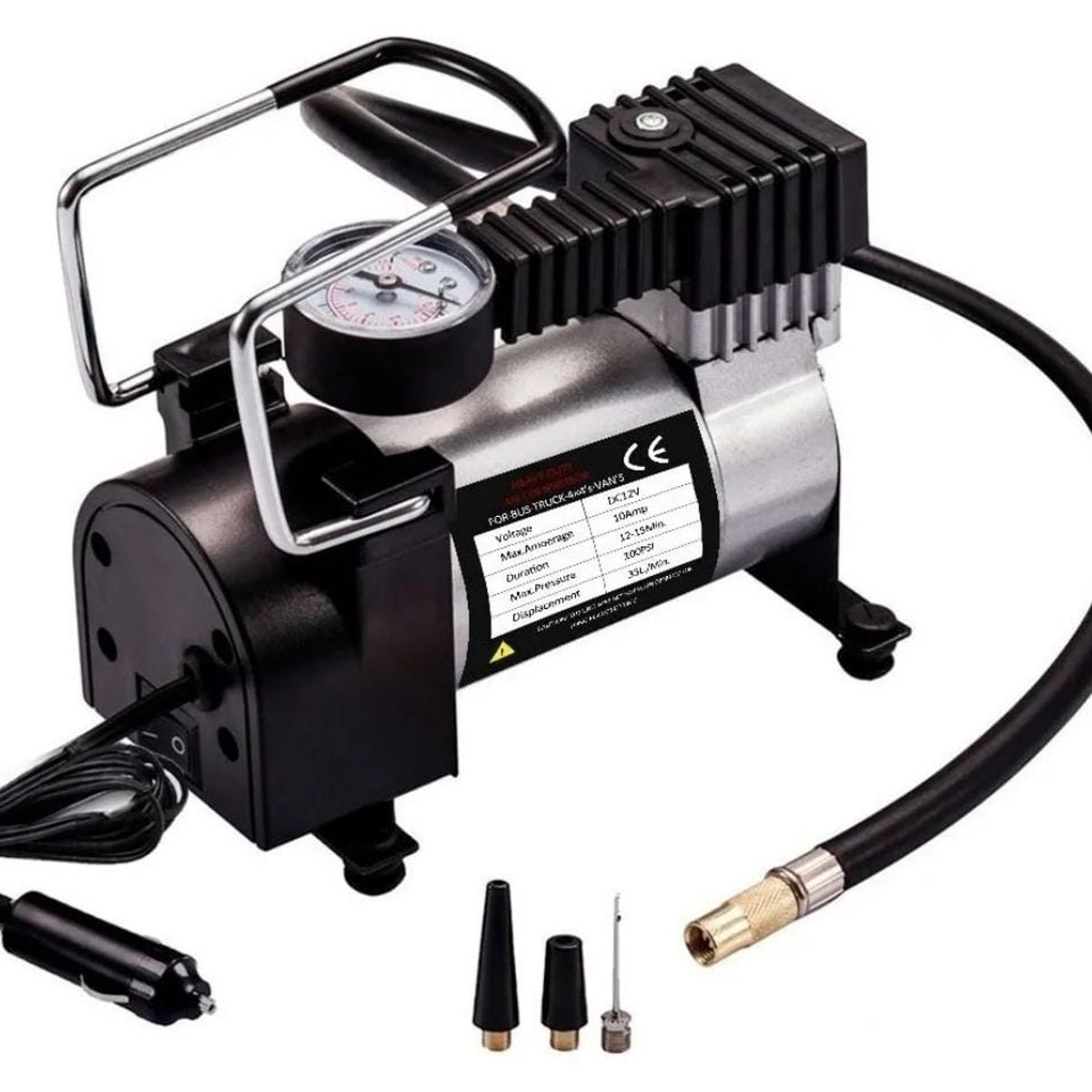 GENERICO - Compresor de aire Para Auto Portatil - Balones - Bicicletas.