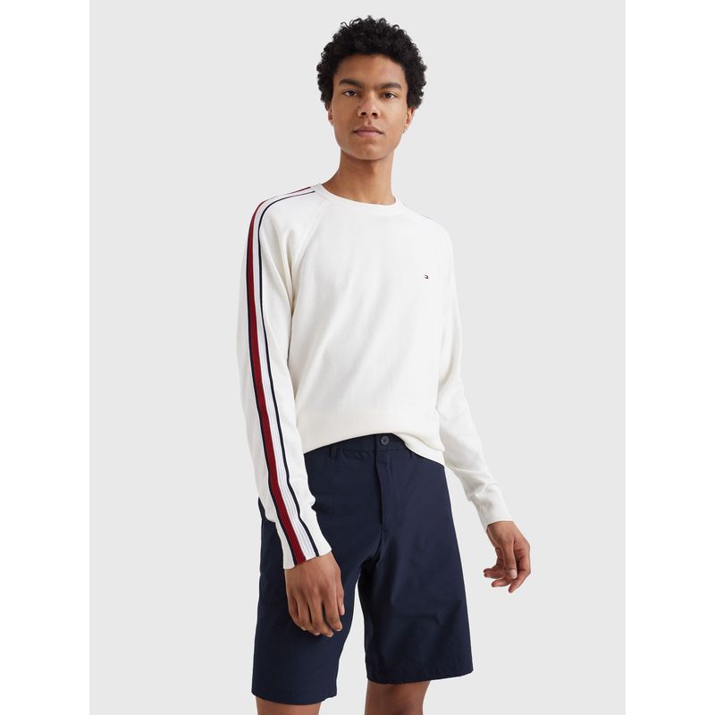 TOMMY HILFIGER - Saco De Manga Raglán Con Cinta Distintiva Hombre Blanco Tommy Hilfiger