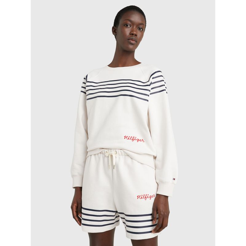 TOMMY HILFIGER - Saco Blanco De Rayas Con Mangas Raglán Para Mujer Tommy Hilfiger