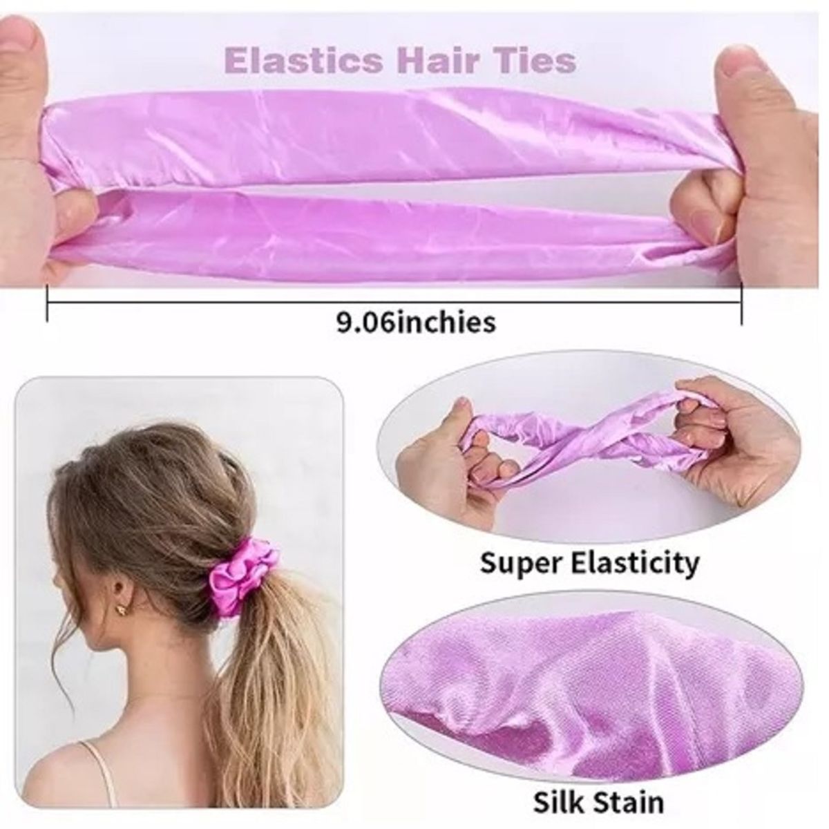 GENERICO - Scrunchies De Satín Kit X6 Bambas Cuidado Del Cabello Moñas