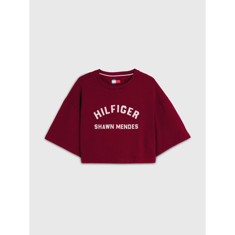 TOMMY HILFIGER - Camiseta Cropped Amplia Tommy Hilfiger X Shawn Mendes Mujer Rojo Tommy Hilfiger