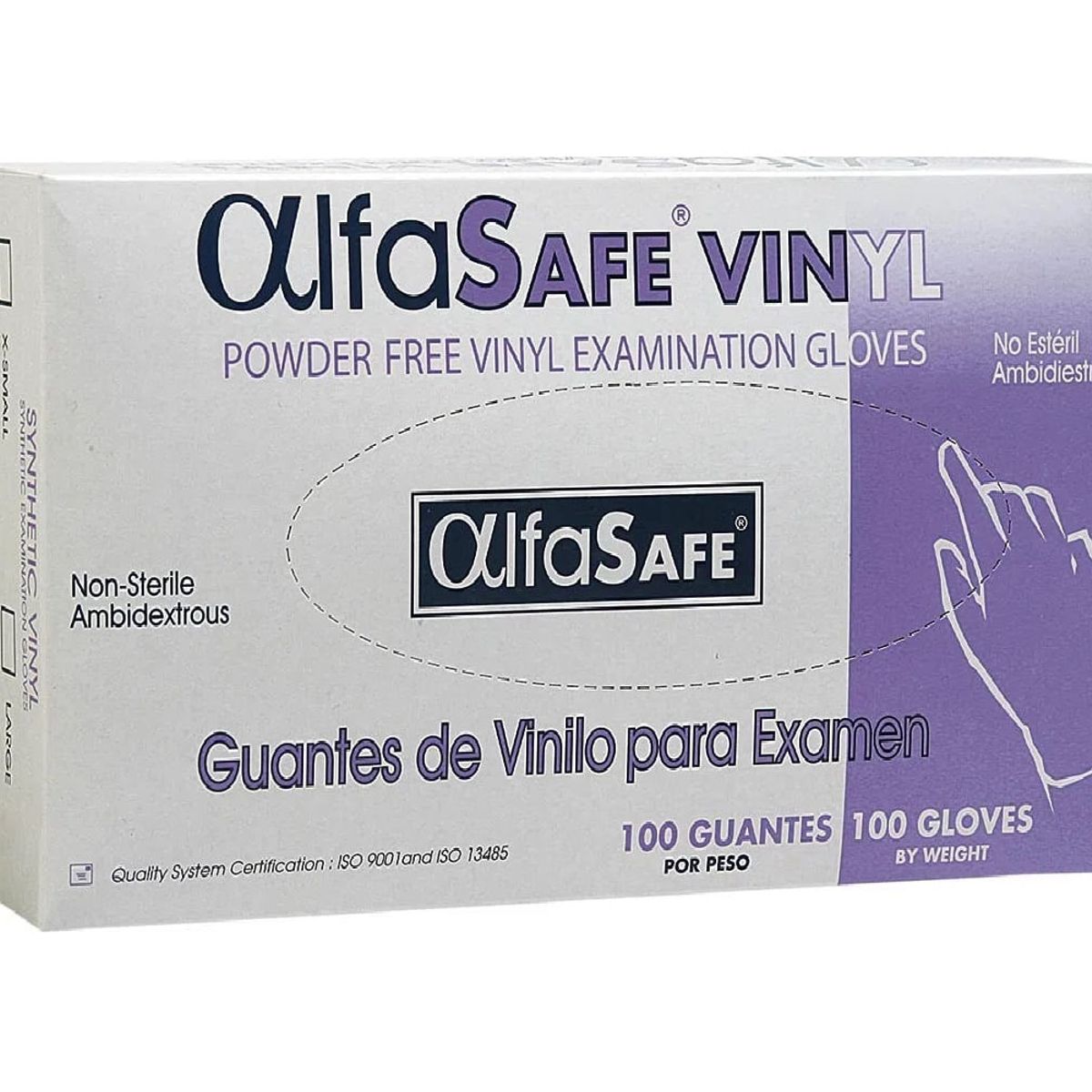 ALFA SAFE - Guantes Vinilo T.m Caja X 100und.siliconado