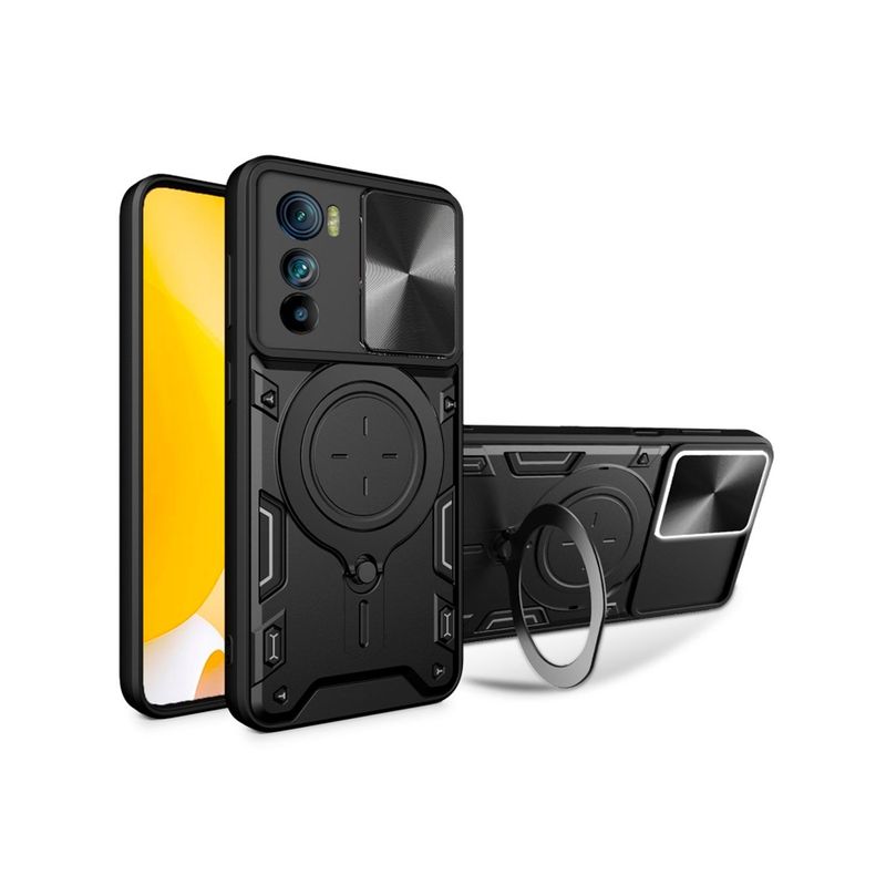 GENERICO - Funda Prot Camara Con Soporte Compatible Moto Edge 30 Negro