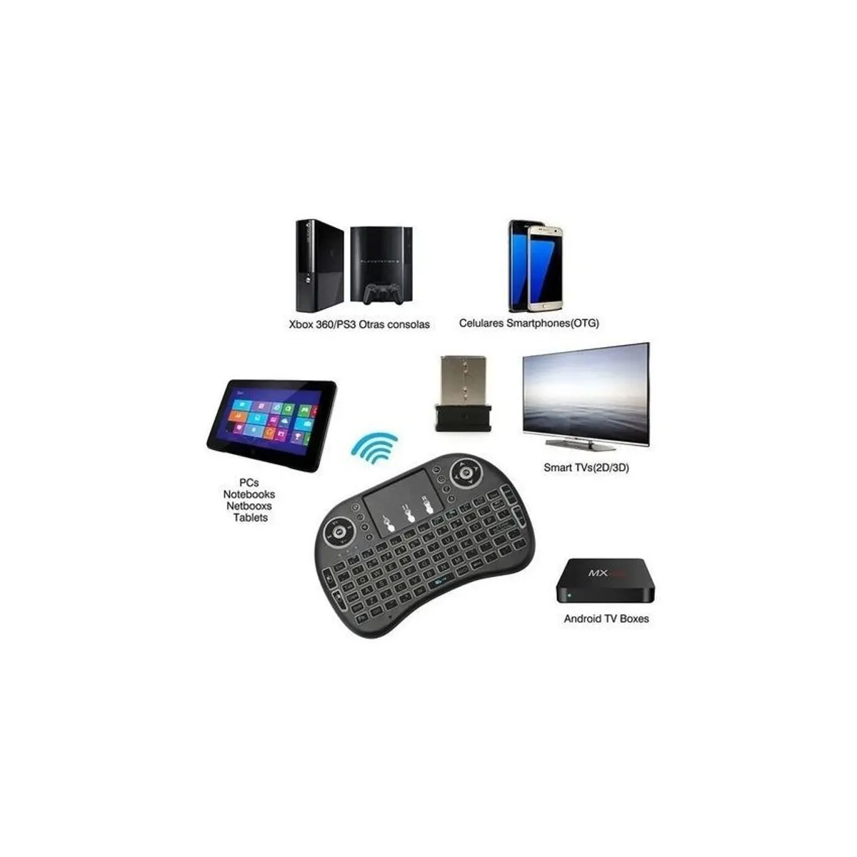 GENERICO - Mini teclado inalambrico retroiluminado con panel tactil