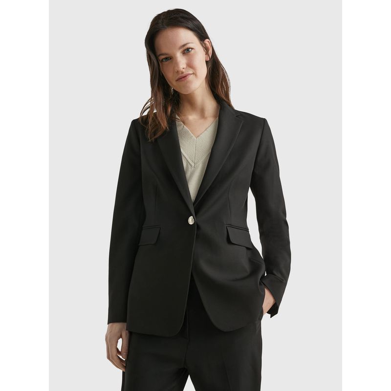 TOMMY HILFIGER - Americana De Traje Con Botonadura Sencilla Mujer Negro Tommy Hilfiger