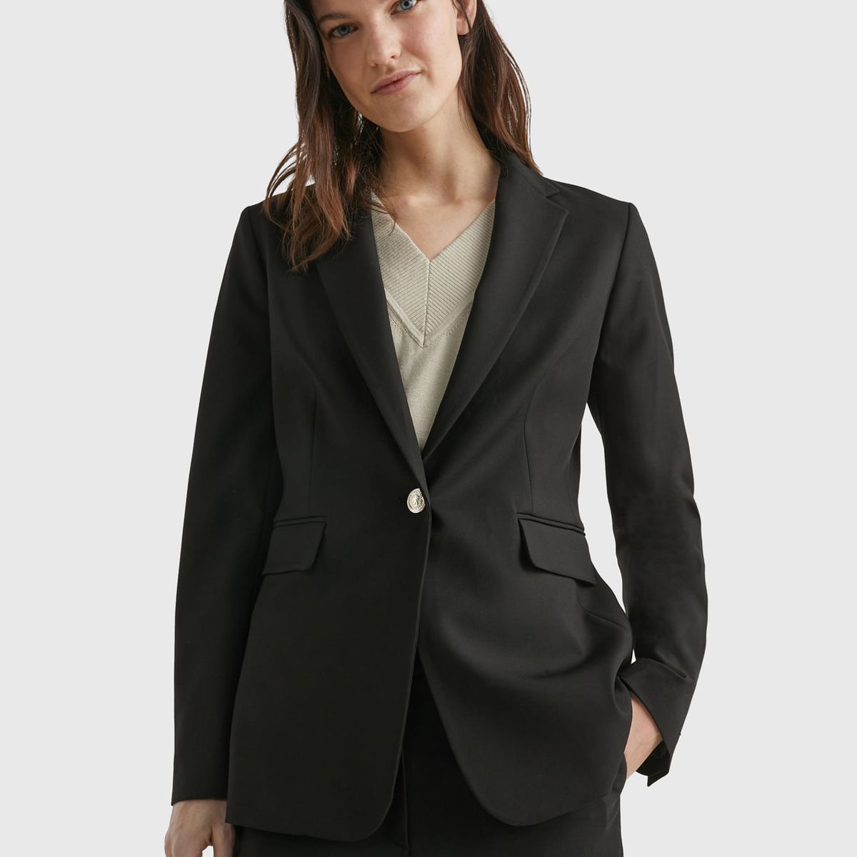TOMMY HILFIGER - Americana De Traje Con Botonadura Sencilla Mujer Negro Tommy Hilfiger
