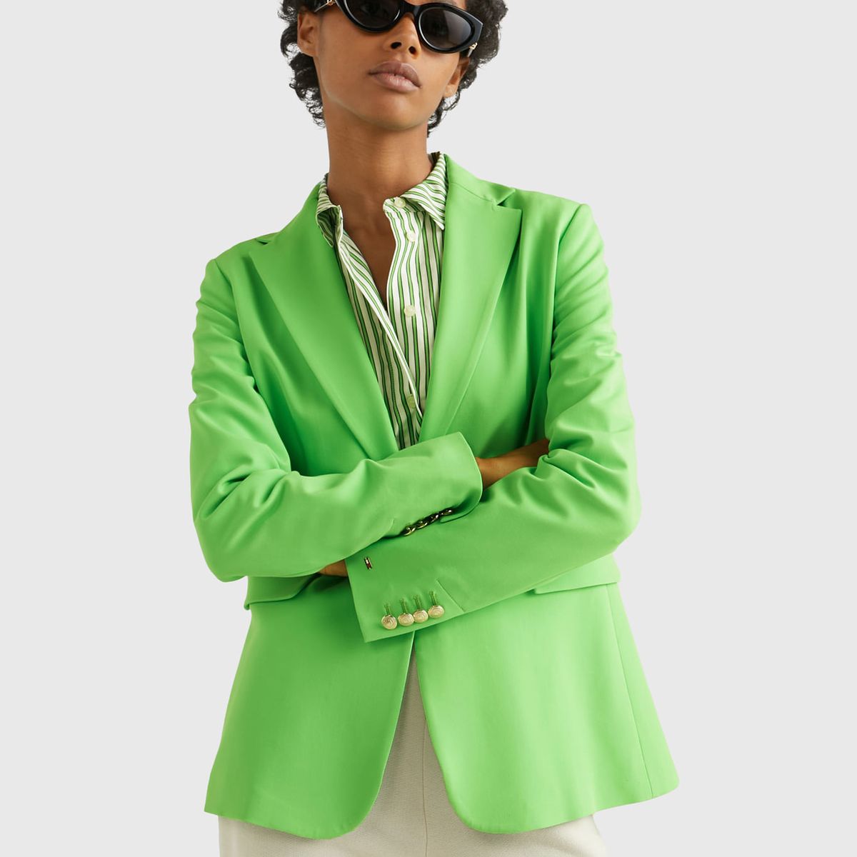 TOMMY HILFIGER - Americana De Traje Con Botonadura Sencilla Mujer Verde Tommy Hilfiger