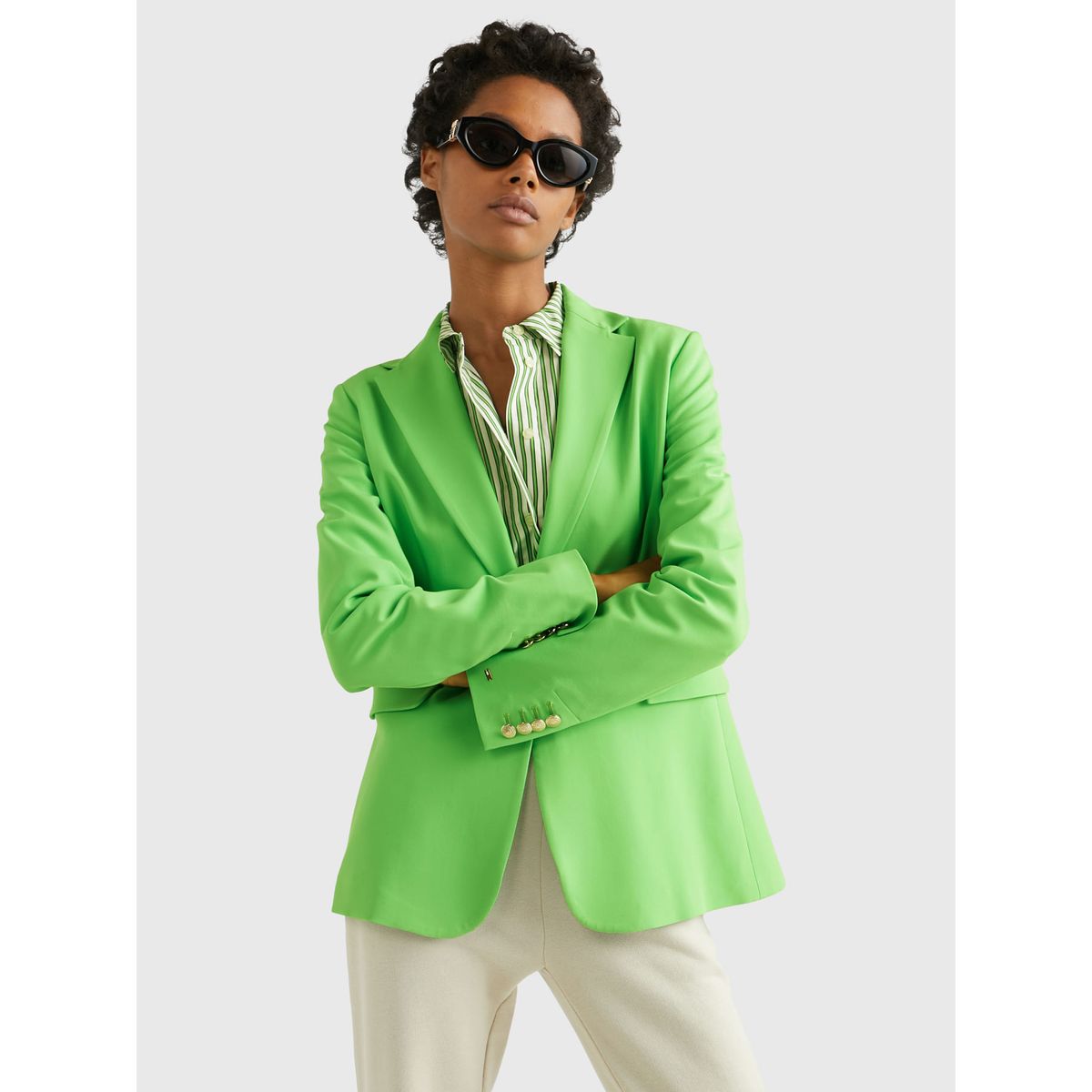 TOMMY HILFIGER - Americana De Traje Con Botonadura Sencilla Mujer Verde Tommy Hilfiger