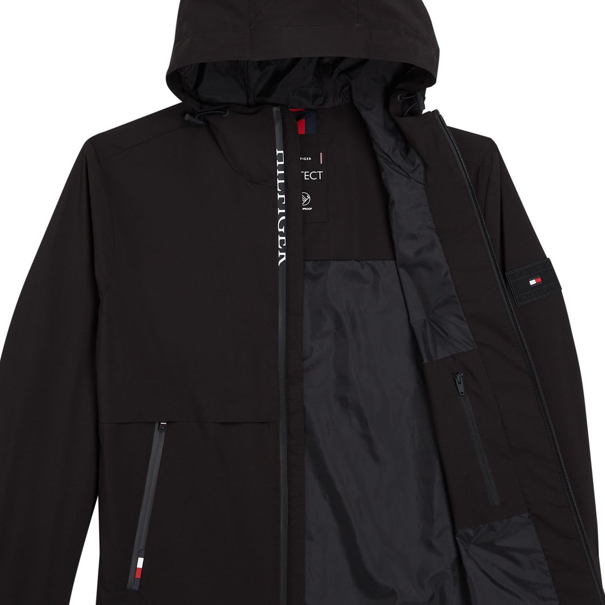 TOMMY HILFIGER - Chaqueta Th Protect Con Gorro Y Cierre Hombre Negro Tommy Hilfiger