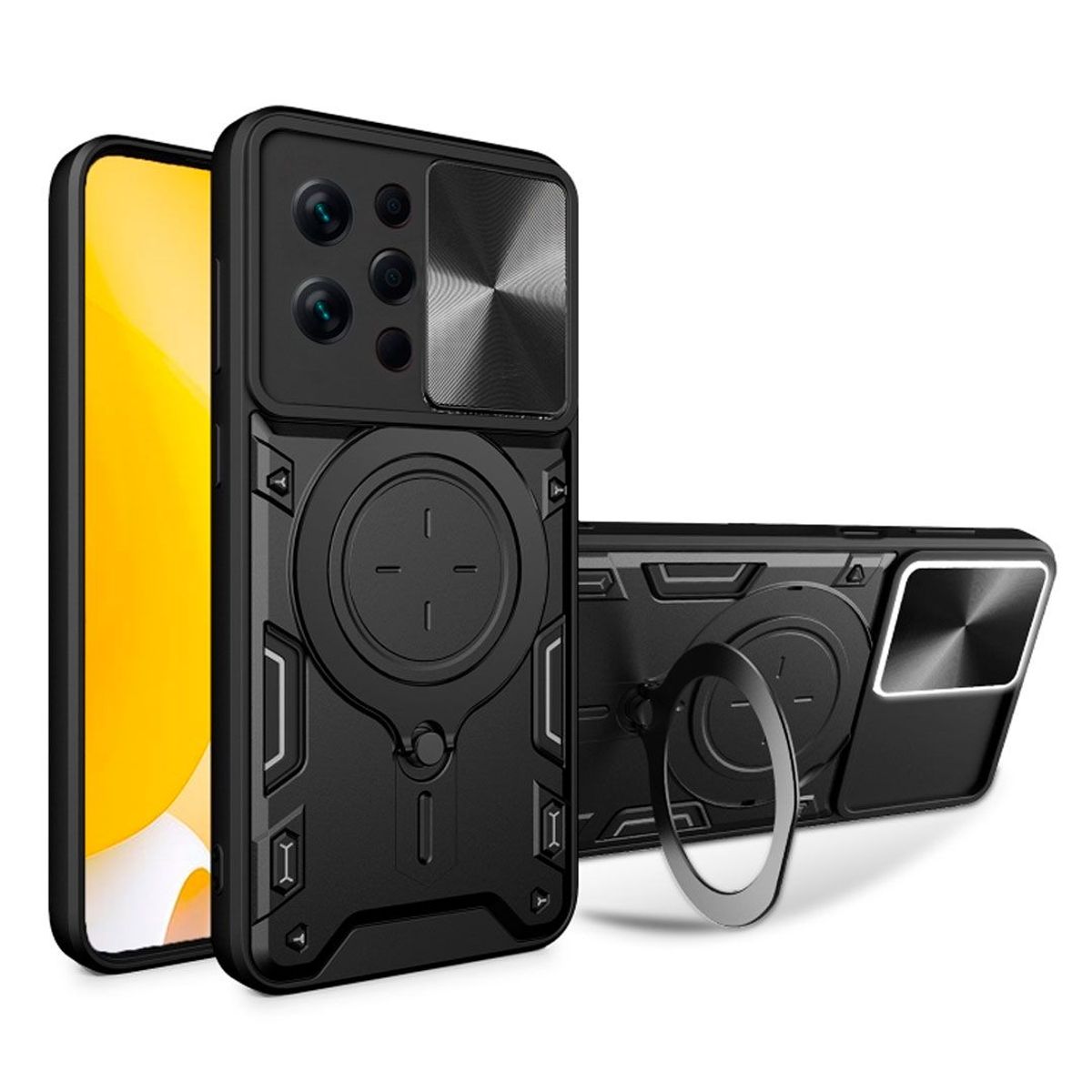 GENERICO - Funda Prot Camara Con Soporte Compatible Xiaomi Redmi 12 Negro