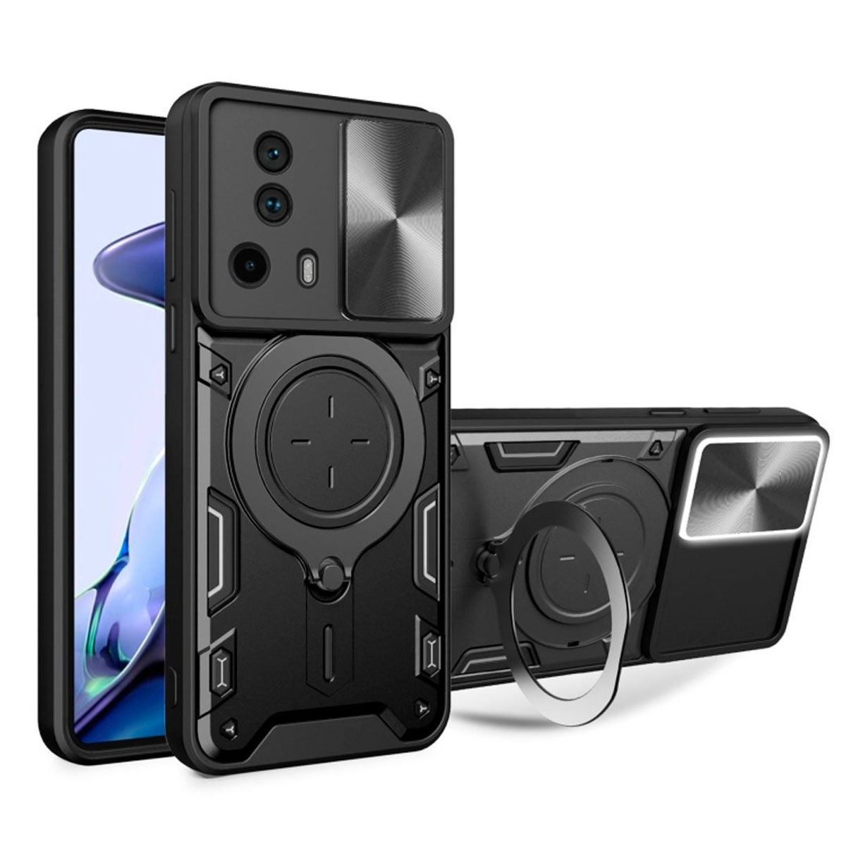 GENERICO - Funda Prot Camara Con Soporte Compatible Xiaomi 13 Lite Negro