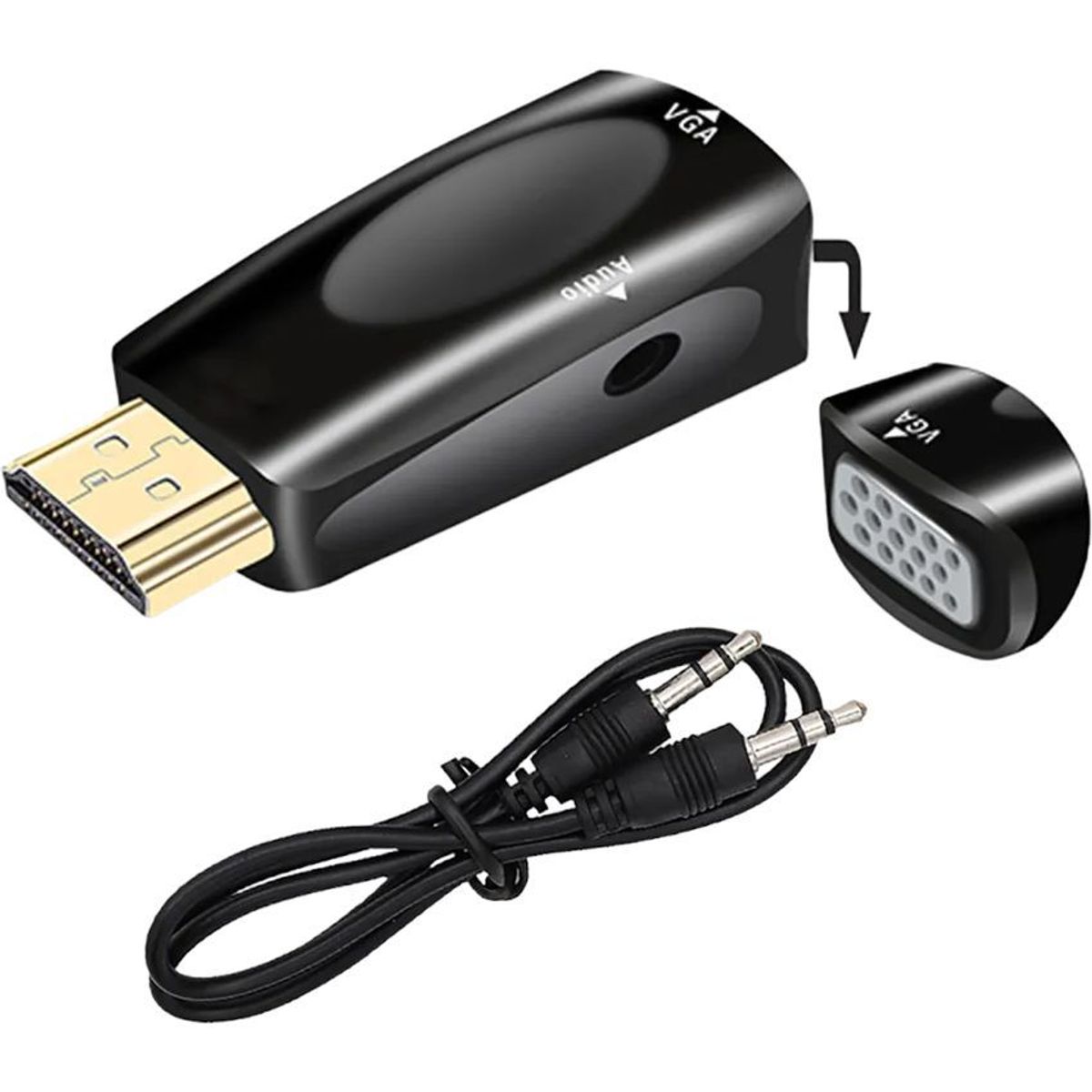 GENERICO - Adaptador convertidor hdmi a vga 1080p con audio stereo