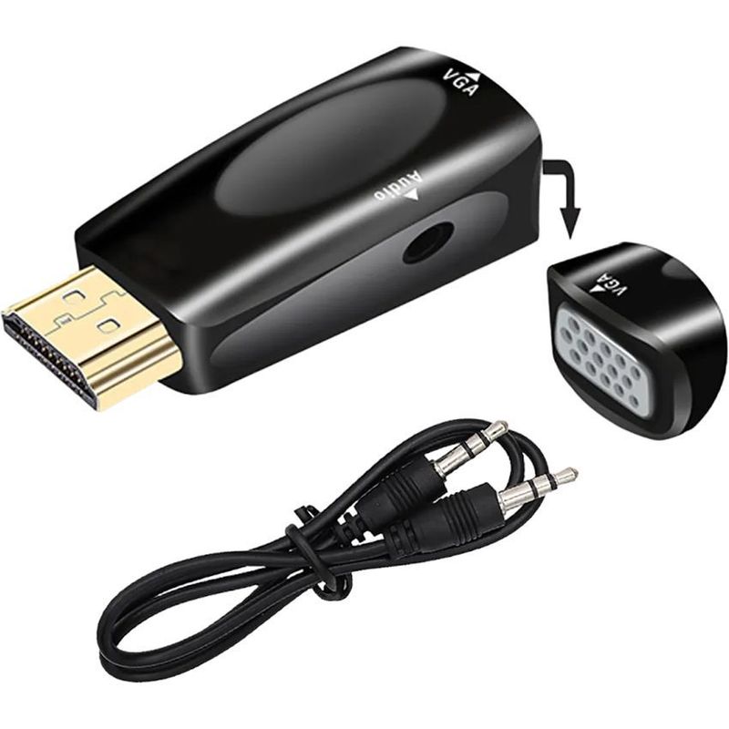 GENERICO - Adaptador convertidor hdmi a vga 1080p con audio stereo