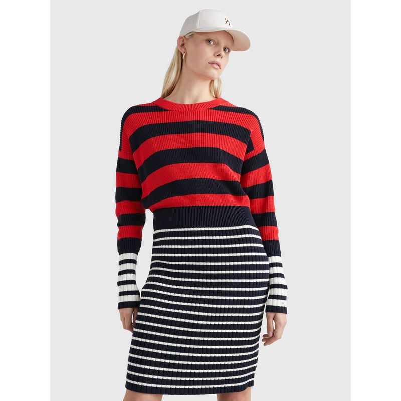TOMMY HILFIGER - Vestido En Punto De Algodón Con Rayas Mixtas Para Mujer Tommy Hilfiger