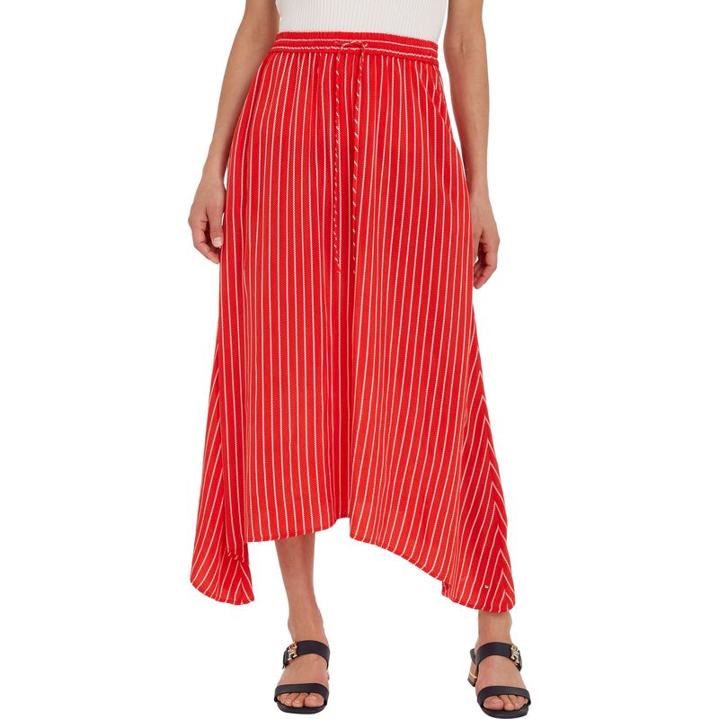 TOMMY HILFIGER - Falda Midi Con Diseño De Rayas Mujer Rojo Tommy Hilfiger