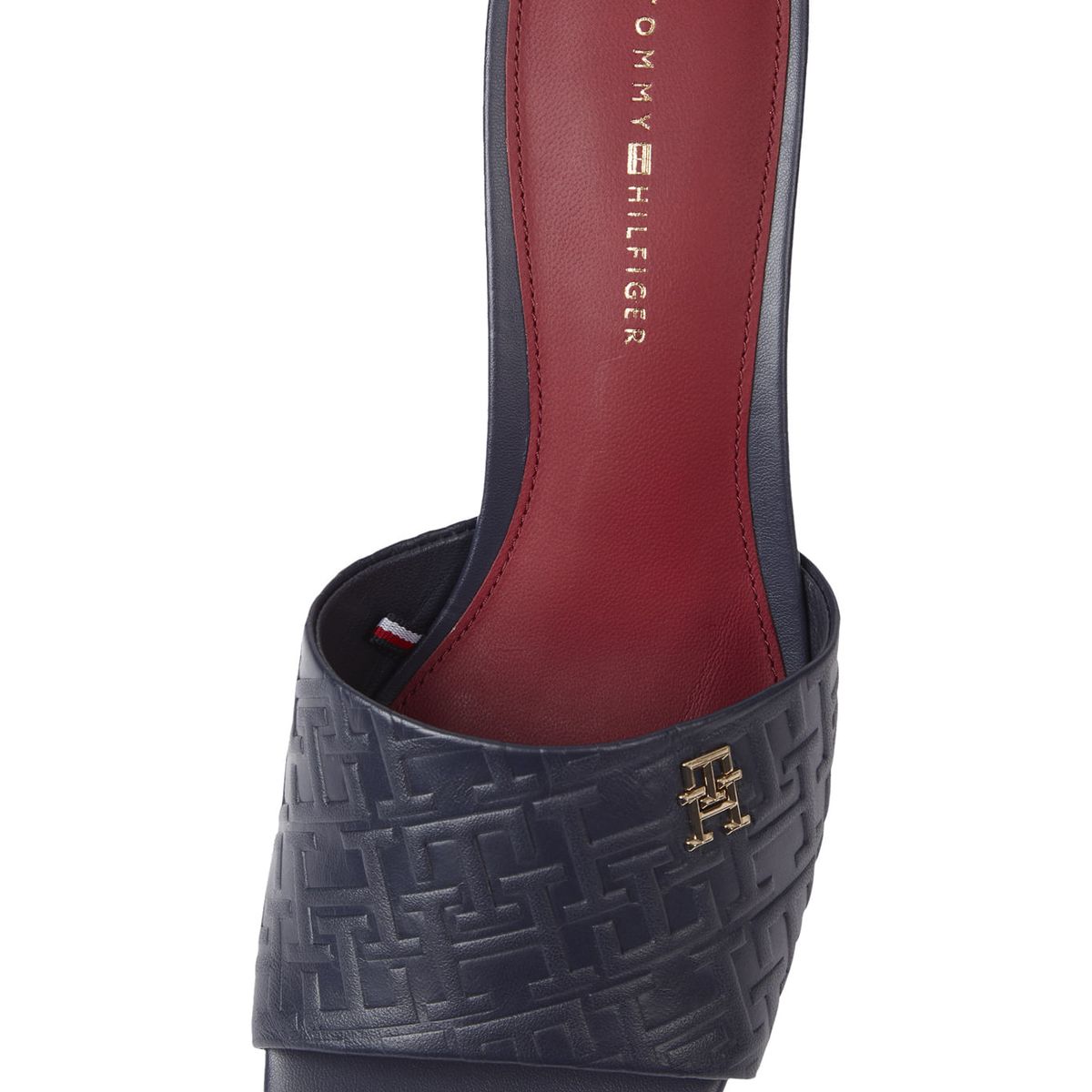 TOMMY HILFIGER - Sandalias Cuero Con Monogramas En Relieve Mujer Azul Tommy Hilfiger