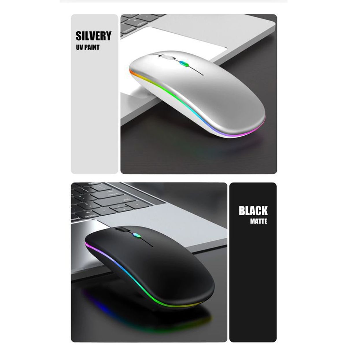 GENERICO - Mouse ratón  recargable inalámbrico y bluetooth 5.2+2.4g rgb