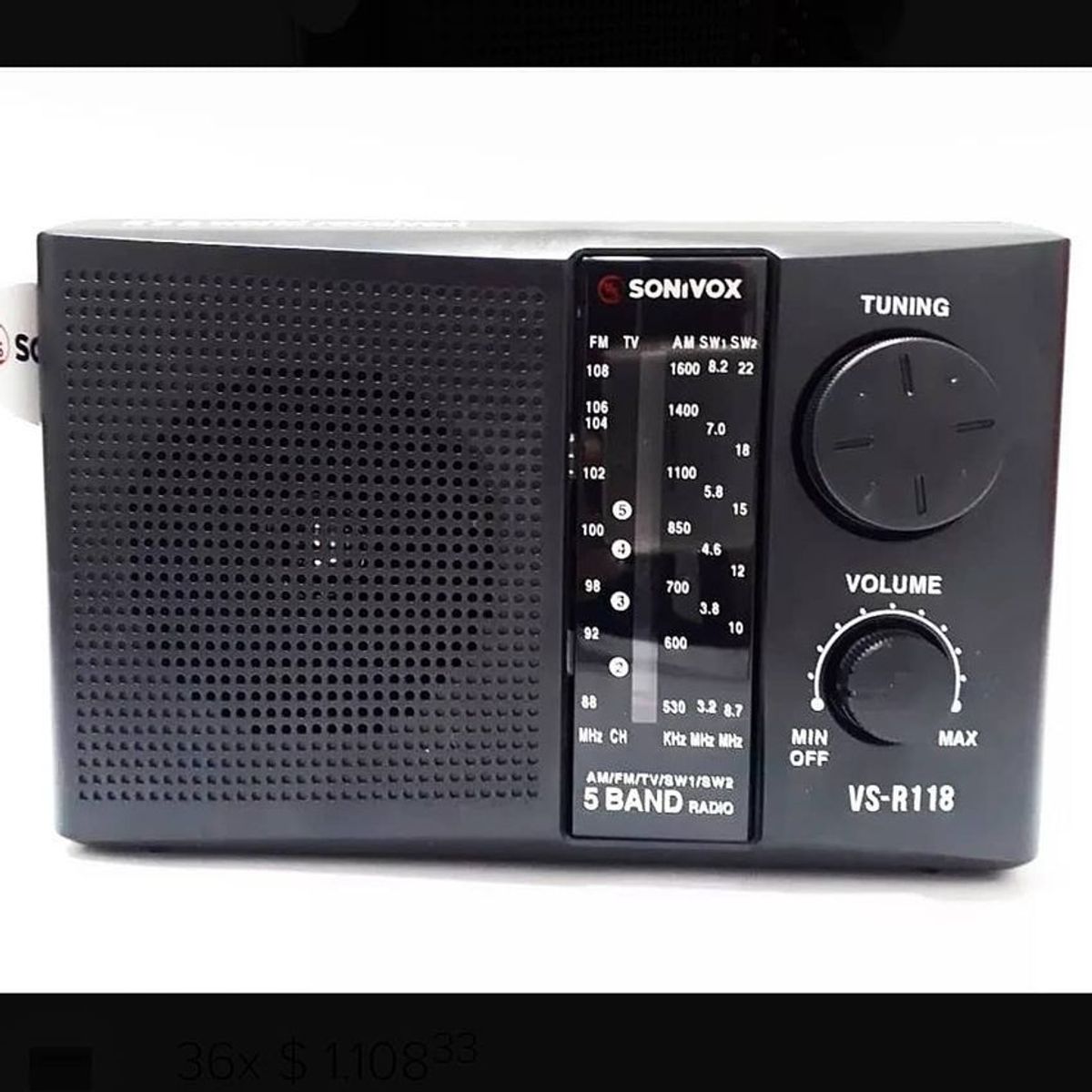 SONIVOX - Radio portátil 5 banda sonivox am fm vs-r118 con antena