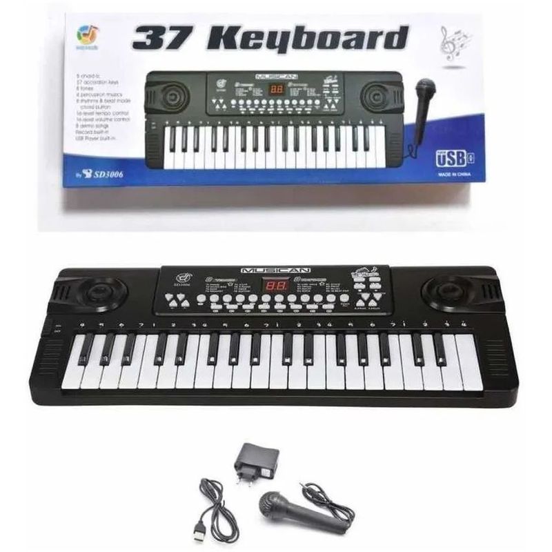 GENERICO - Piano Electrónico Organeta USB Micrófono de 37 Teclas