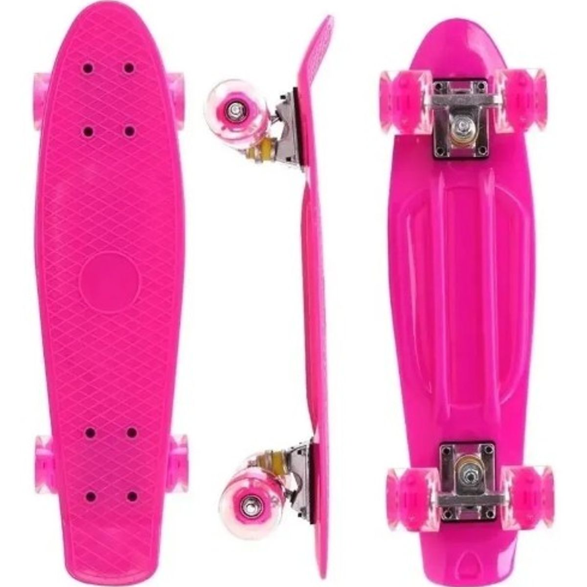 GENERICO - Tabla Patineta Skate Long Board Luz Led 56cm Penny Fucsia…