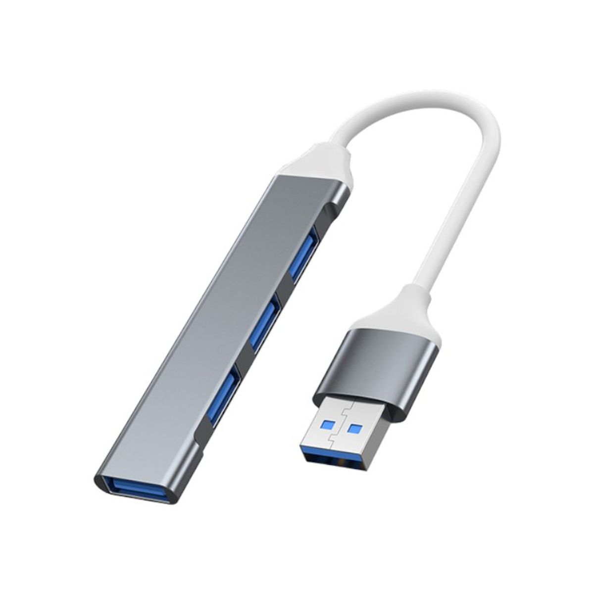 GENERICO - Hub multipuertos adaptador en aluminio 4 puertos multi usb y usb-A 3.0