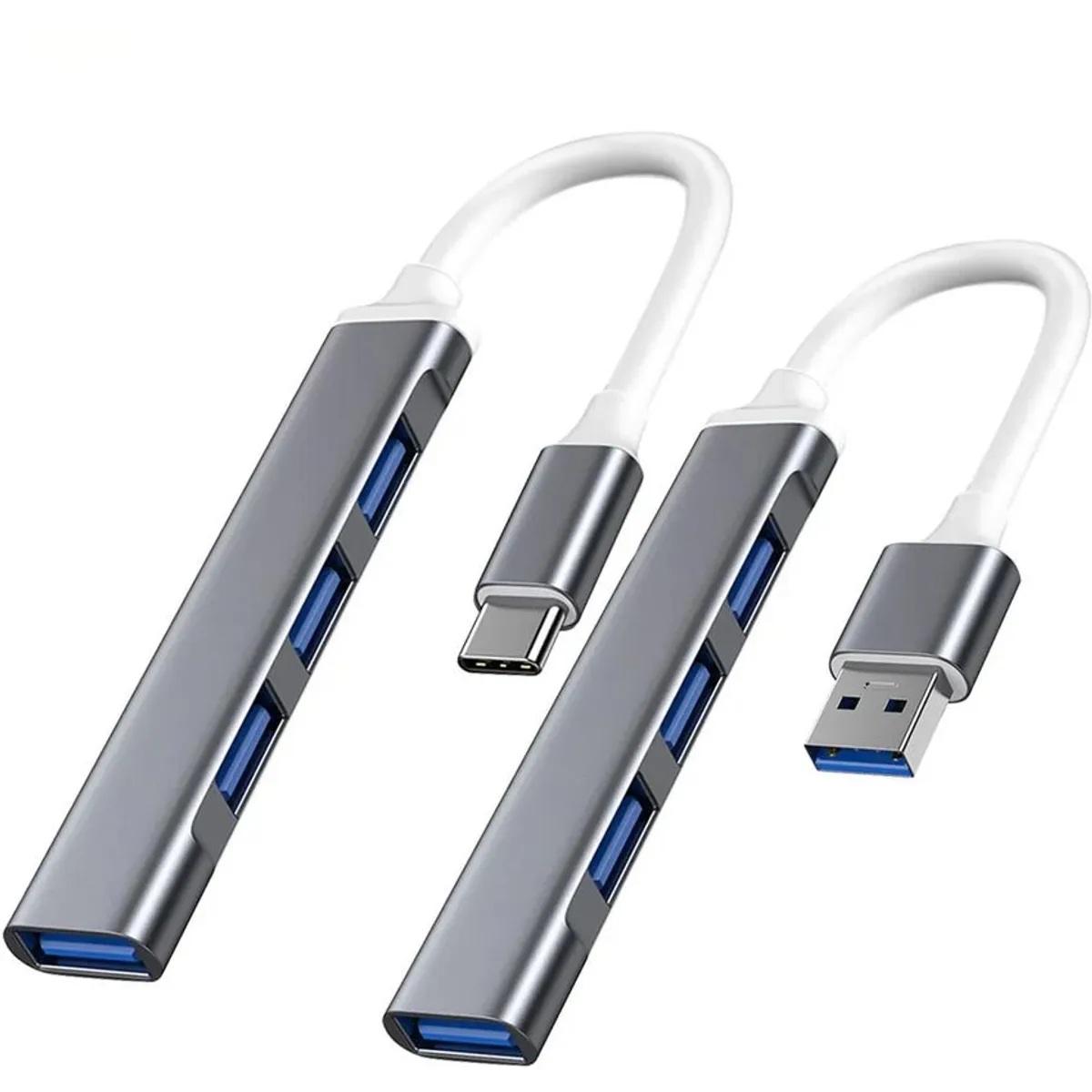 GENERICO - Hub multipuertos adaptador en aluminio 4 puertos multi usb y usb-A 3.0