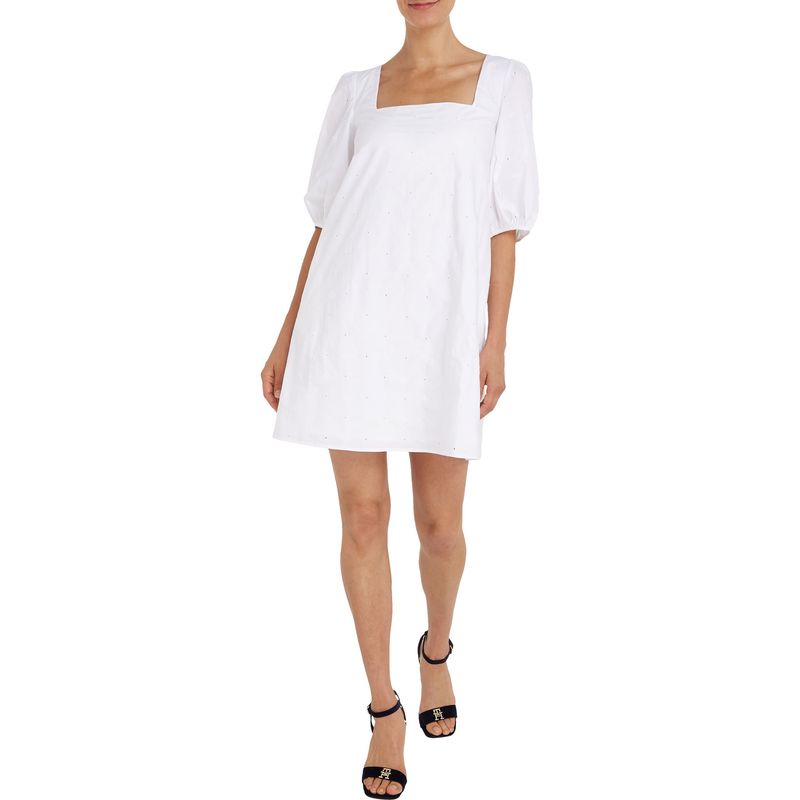TOMMY HILFIGER - Vestido Hasta La Rodilla Mujer Blanco Tommy Hilfiger