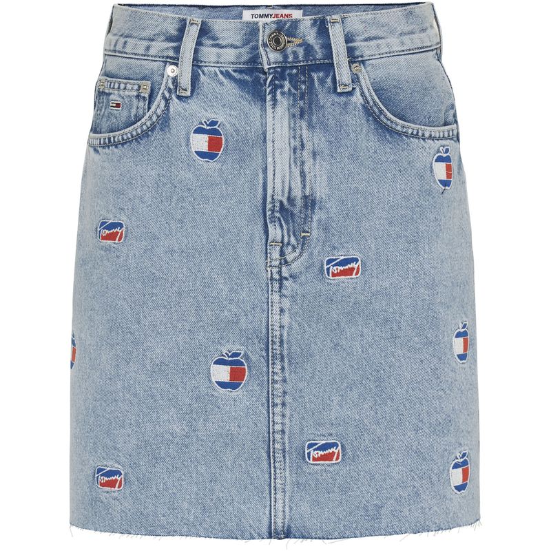 TOMMY HILFIGER - Falda Vaquera De Algodón Reciclado Con Logos Mujer Azul Tommy Jeans