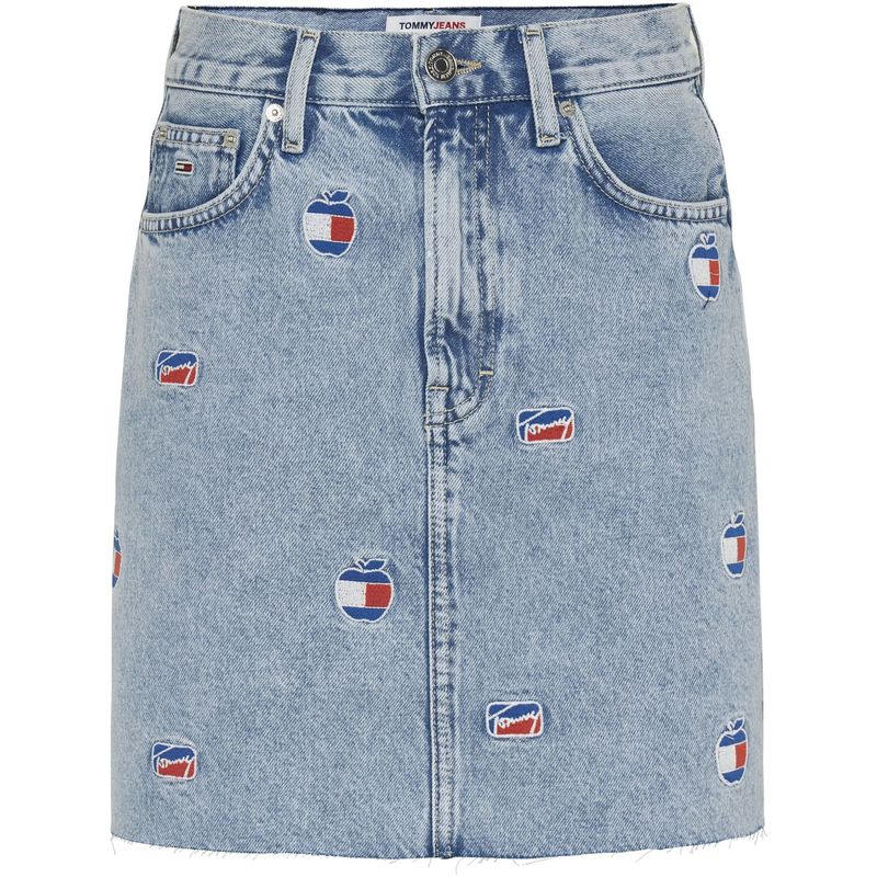 TOMMY HILFIGER - Falda Vaquera De Algodón Reciclado Con Logos Mujer Azul Tommy Jeans