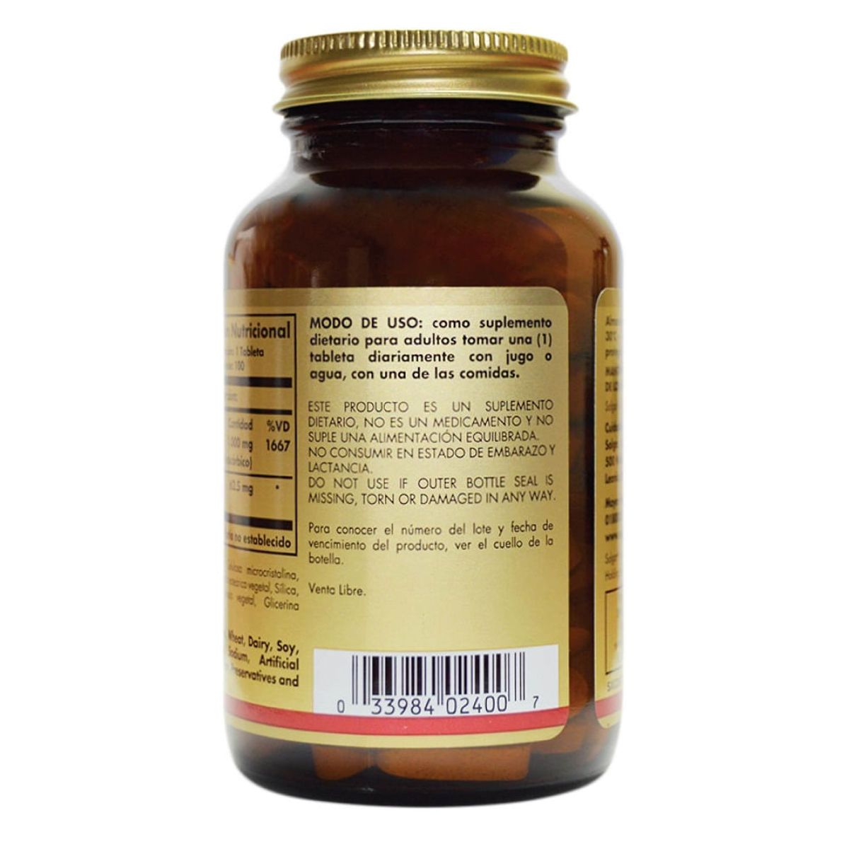 SOLGAR - Vitamina C 1000mg Rose Hips Solgar X 100 Tabletas
