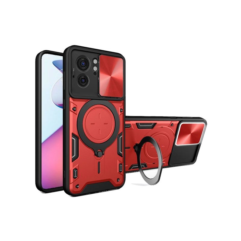 GENERICO - Funda Prot Camara Con Soporte Compatible Motorola Edge 40 Rojo