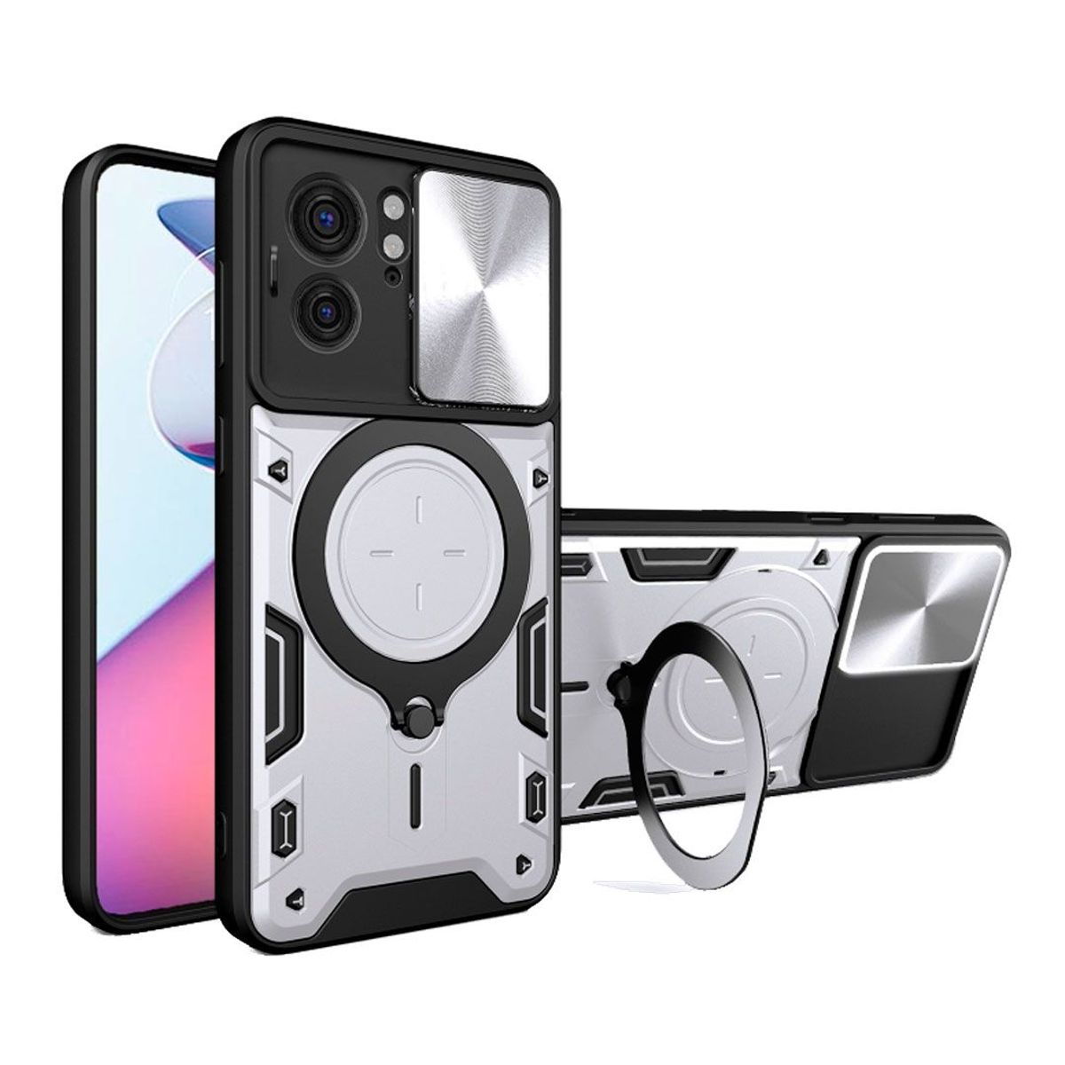 GENERICO - Funda Prot Camara Con Soporte Compatible Motorola Edge 40 Gris