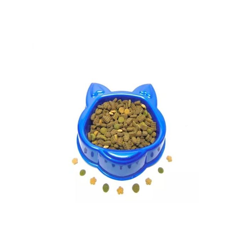 HALLY PET - Comedero Bebedero Plástico Cara De Gato Azul Claro.