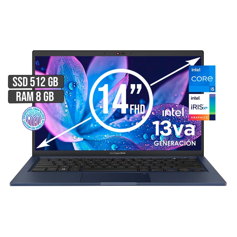 ASUS - PORTATIL ASUS INTEL CORE I5-1335U SSD 512GB RAM 8GB LED 14 FULL HD